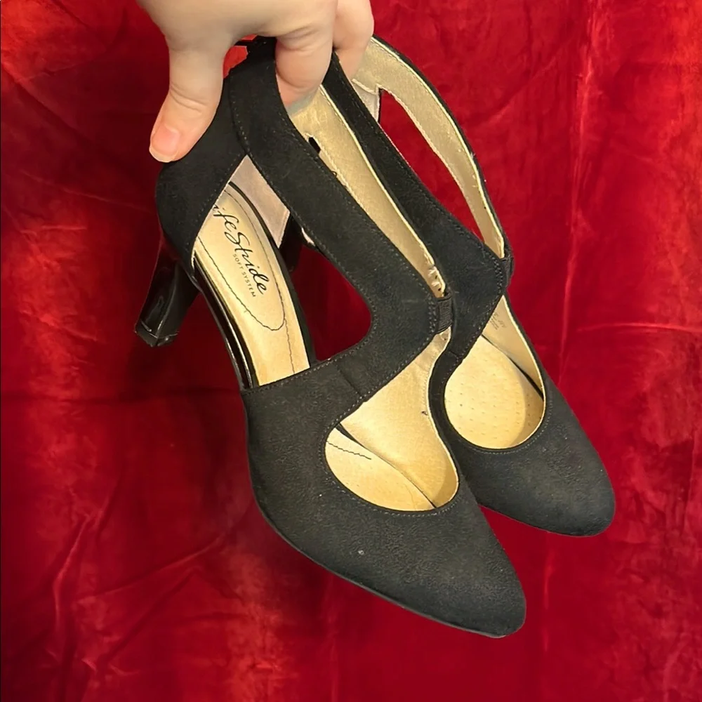 Life Stride Black Retro Heels 7.5 Wide - Picture 1 of 6